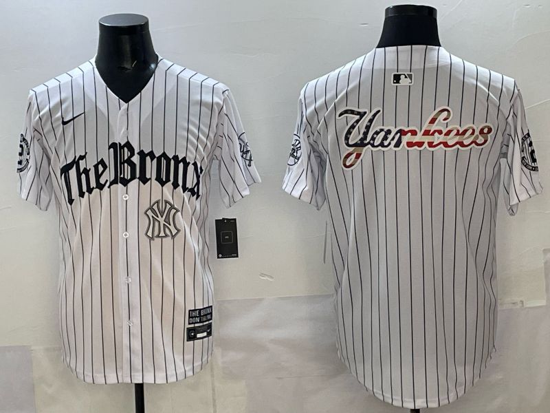 Men 2025 New York Yankees Blank White Stripe Five generations Joint Name Nike MLB Jersey style 010->new york yankees->MLB Jersey
